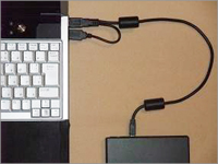 USB二又（デュアル）コネクタ接続例